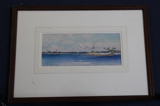 William Alister Macdonald (1861-1948) Tahiti coastal landscape 5 x 12.25in.